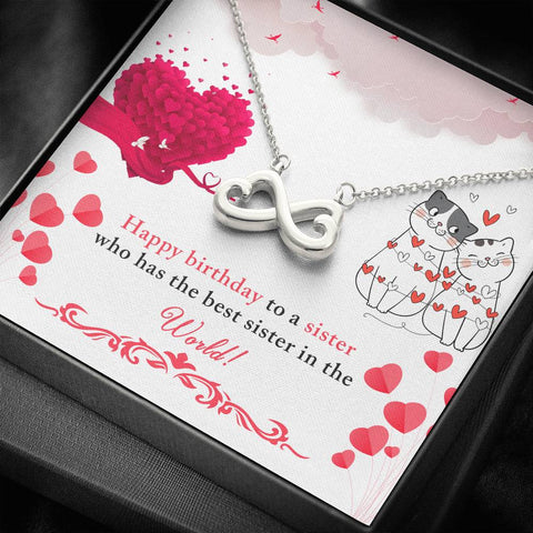 Infinity Hearts Birthday Necklace for Sister | Custom Heart Design