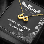 Mom Remembrance, Heaven needed a hero-Infinity Heart Necklace - Custom Heart Design