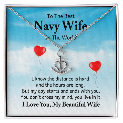 Sentimental silver heart of the ocean, anchor heart for Navy Wife necklace