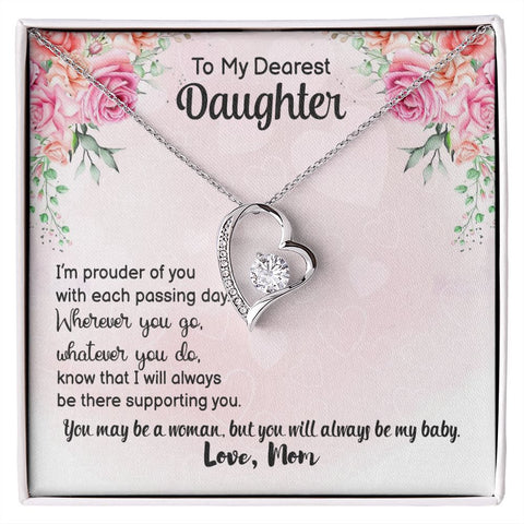 Daughter Floating Heart Necklace, Heart Necklace | Custom Heart Design