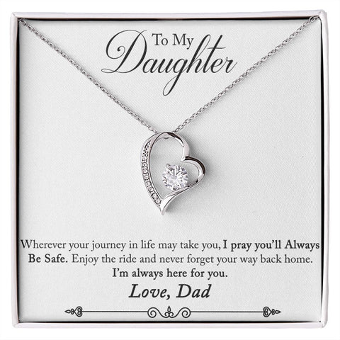 Daughter Floating Heart Necklace, From Dad-Your journey in life - Custom Heart Design