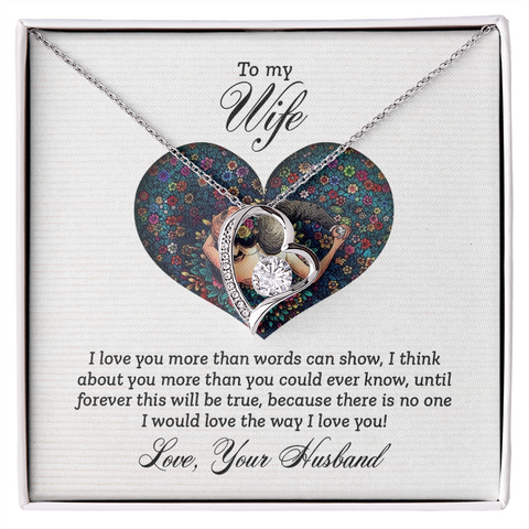 Wife Heart Necklace, Floating Heart Necklace, Beautiful Wife Necklace-I love you more | Custom Heart Design