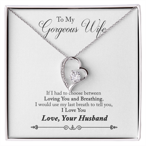 Wife Heart Necklace, Floating Heart Necklace, Beautiful Wife Necklace-Loving you & breathing | Custom Heart Design