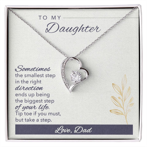 Daughter Heart Necklace, From Dad-Tip toe if you must - Custom Heart Design