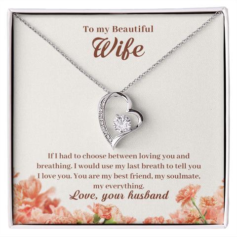 Wife Heart Necklace, Floating Heart Necklace, Beautiful Wife Necklace-If I had to choose | Custom Heart Design