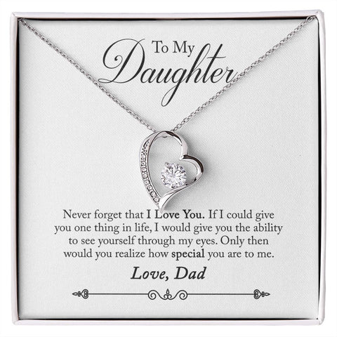 Daughter Floating Heart Necklace, Heart Necklace | Custom Heart Design