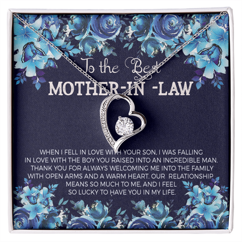 Mom In Law Jewelry, Heart Necklace for Mother in Law, Floating Heart Necklace - Custom Heart Design