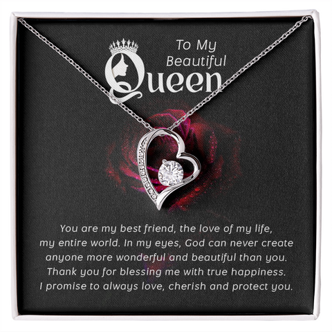 Wife Heart Necklace, Floating Heart Necklace, Beautiful Wife Necklace-My Queen | Custom Heart Design