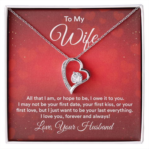 Wife Heart Necklace, Floating Heart Necklace, Beautiful Wife Necklace-I want to be - Custom Heart Design