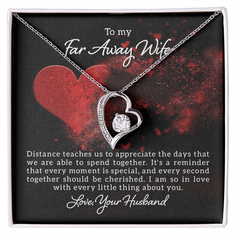 Wife Heart Necklace, Floating Heart Necklace, Beautiful Wife Necklace-To my Far Away Wife | Custom Heart Design