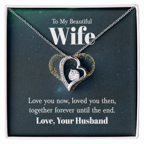 Wife Heart Necklace, Floating Heart Necklace, Beautiful Wife Necklace-Forever until the end | Custom Heart Design