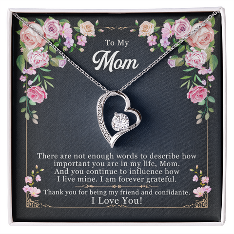 Mom Jewelry, Silver Heart Necklace for Mom, Floating Heart Necklace - Custom Heart Design