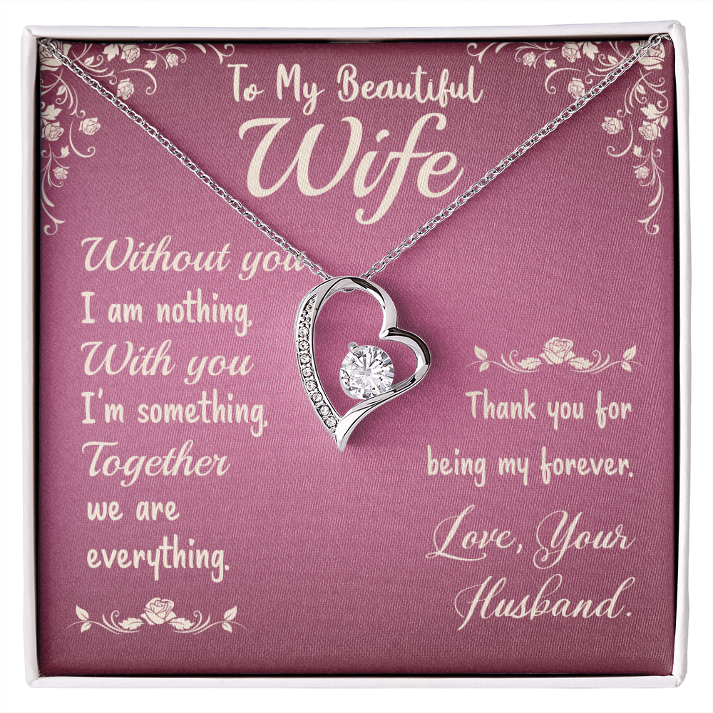 Wife Heart Necklace, Floating Heart Necklace, Beautiful Wife Necklace-Together we're everything | Custom Heart Design