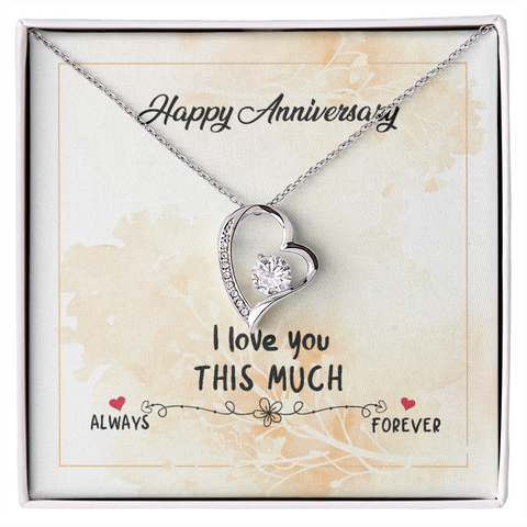 Wife Anniversary Necklace, Floating Heart Necklace, Beautiful Wife Necklace-Love you this much | Custom Heart Design