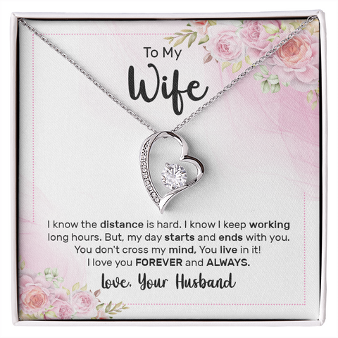 Wife Heart Necklace, Floating Heart Necklace-The distance is hard - Custom Heart Design