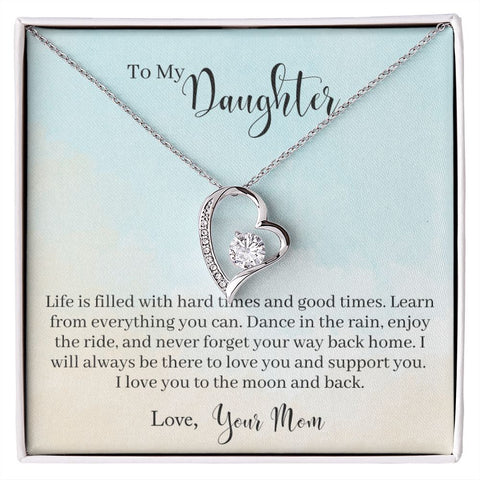 Daughter Floating Heart Necklace, Heart Necklace | Custom Heart Design