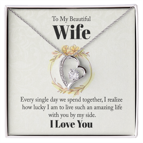 Wife Heart Necklace, Floating Heart Necklace, Beautiful Wife Necklace-By my side | Custom Heart Design