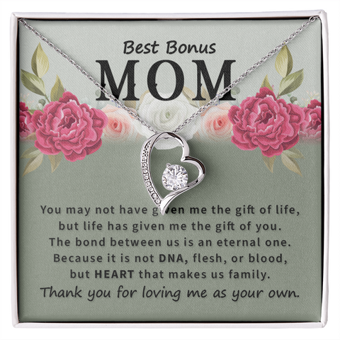 Mom Jewelry, Heart Necklace for Bonus Mom, Floating Heart Necklace | Custom Heart Design