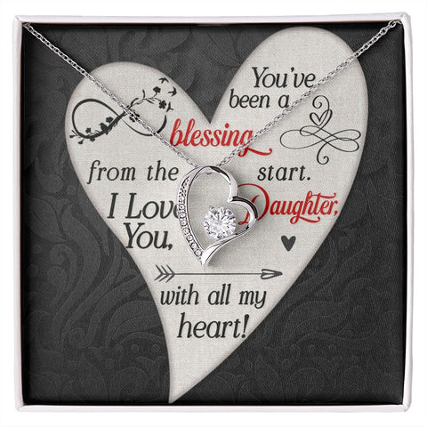 Daughter Floating Heart Necklace, Heart Necklace for Daughter