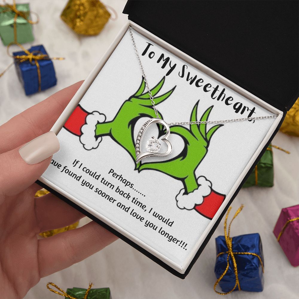 Sweetheart  Heart Necklace-Christmas Grikch Message Card - Custom Heart Design