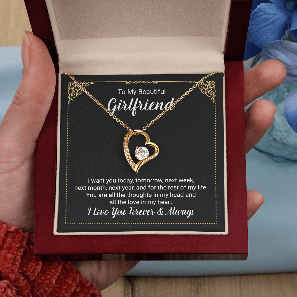 Girlfriend Floating Heart Necklace, Forever Love Heart Necklace To My Girlfriend | Custom Heart Design