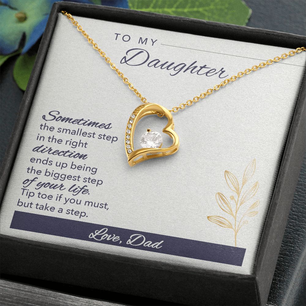 Daughter Heart Necklace, From Dad-Tip toe if you must - Custom Heart Design
