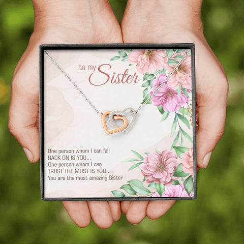 Sentimental Interlocking Hearts Necklace for sister | Custom Heart Design