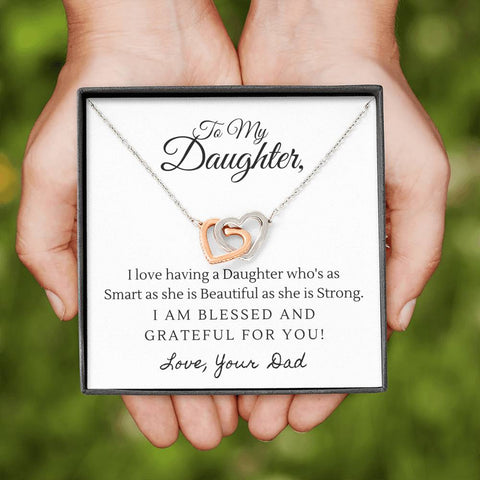 Interlocking Hearts Necklace for Daughter from Dad | Custom Heart Design