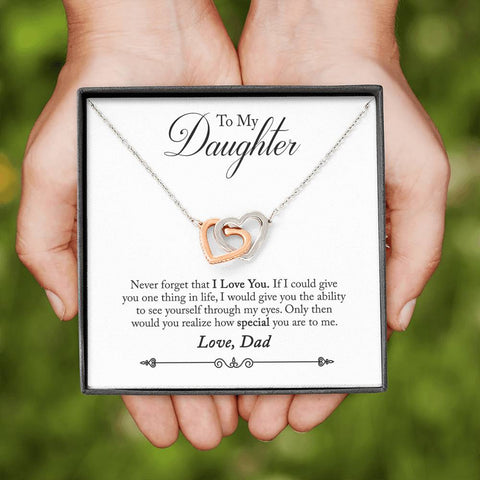 Interlocking Hearts Necklace for Daughter From Dad | Custom Heart Design