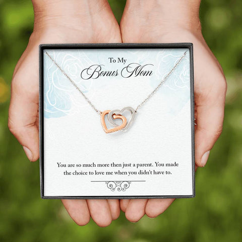 Interlocking Hearts Necklace for Bonus Mom | Custom Heart Design