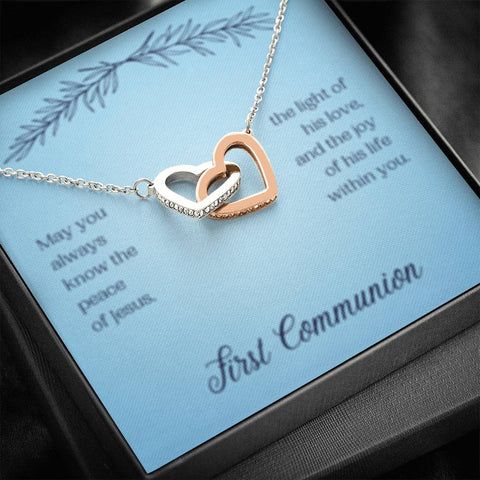 First Communion-Interlocking Hearts Necklace | Custom Heart Design