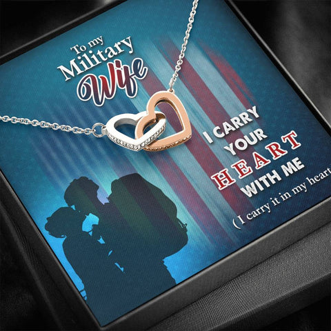 Interlocking Hearts Necklace for Military Wife | Custom Heart Design