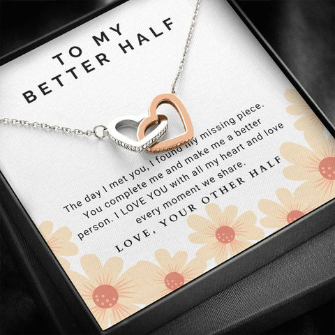 Interlocking Hearts Necklace for Wife Girlfriend | Custom Heart Design