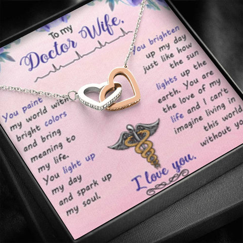 Interlocking Hearts Necklace for Doctor Wife | Custom Heart Design