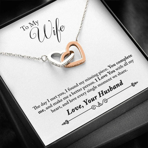 Interlocking Hearts Necklace for Wife | Custom Heart Design