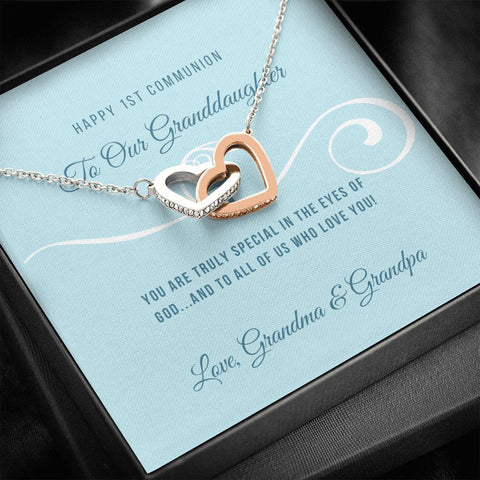 First Communion Interlocking Hearts Necklace | Custom Heart Design