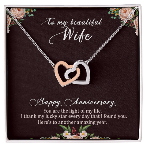 Anniversary Interlocking Hearts Necklace for Wife | Custom Heart Design 