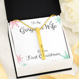 To Wife, Our First Christmas-Vertical Stick Necklace - Custom Heart Design