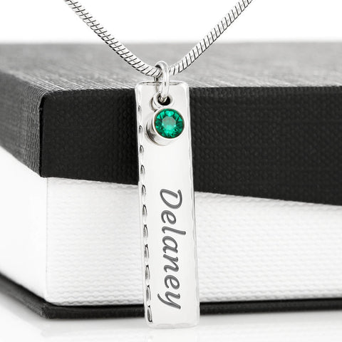 Birthstone Name Necklace - Custom Heart Design