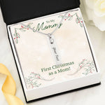 Mommy's First Christmas-Birthstone/Name Necklace - Custom Heart Design