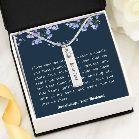 We are awesome together-Birthstone/Text Necklace - Custom Heart Design
