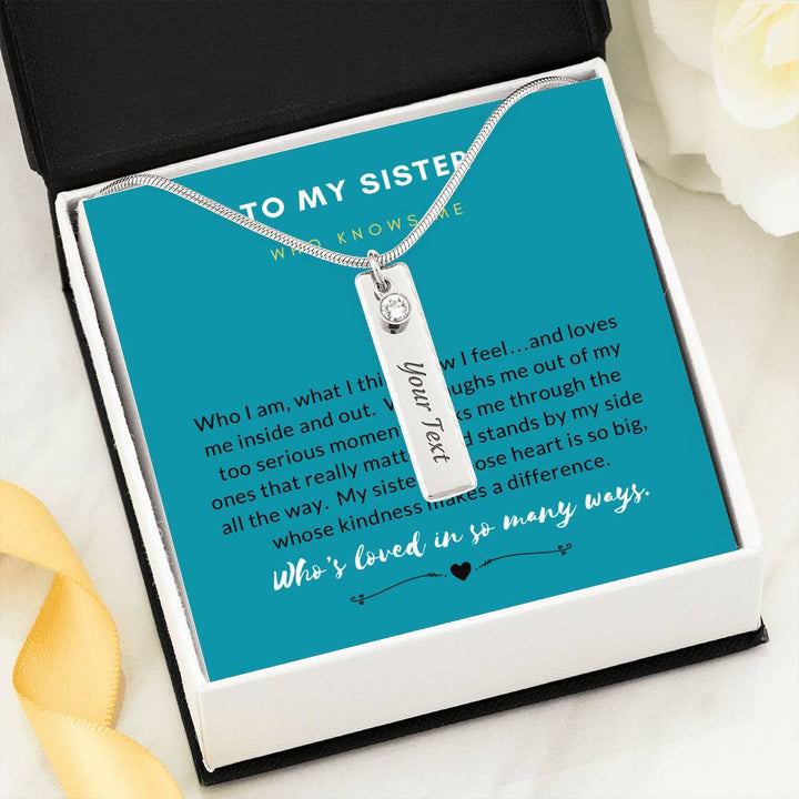 * My Sister Who Knows Me-Birthstone/Text Necklace - Custom Heart Design