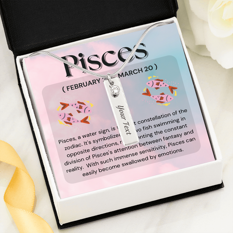 Birthstone Necklace-Pisces - Custom Heart Design