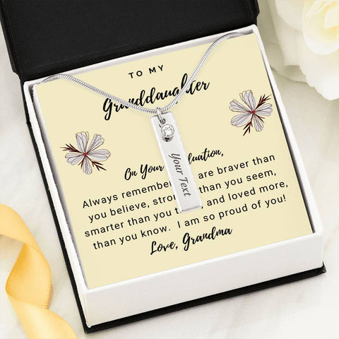 *To Granddaughter, From Grandma-Birthstone/Name Necklace - Custom Heart Design