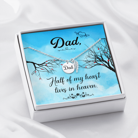Angel Wing Dad Remembrance Necklace | Custom Heart Design