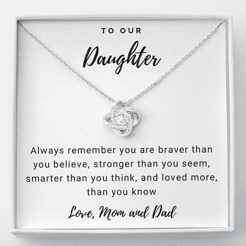 Love Knot Necklace for Daughter From Mom & Dad | Custom Heart Design