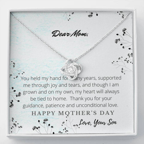 Love Knot Necklace for Mom from Son, Mother's Day Jewelry - Custom Heart Design