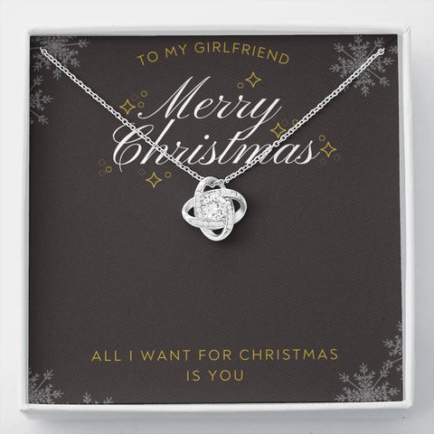 Girlfriend, All I want for Christmas is you-Love Knot Necklace - Custom Heart Design