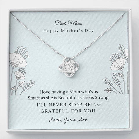 Forever grateful for you, From Son-Love Knot Necklace for Mom - Custom Heart Design
