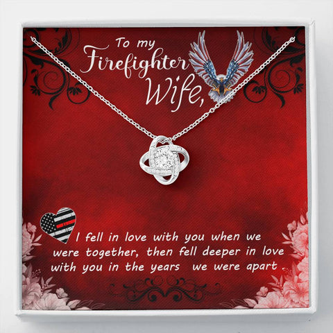 Love Knot Necklace For Firefighter Wife | Custom Heart Design